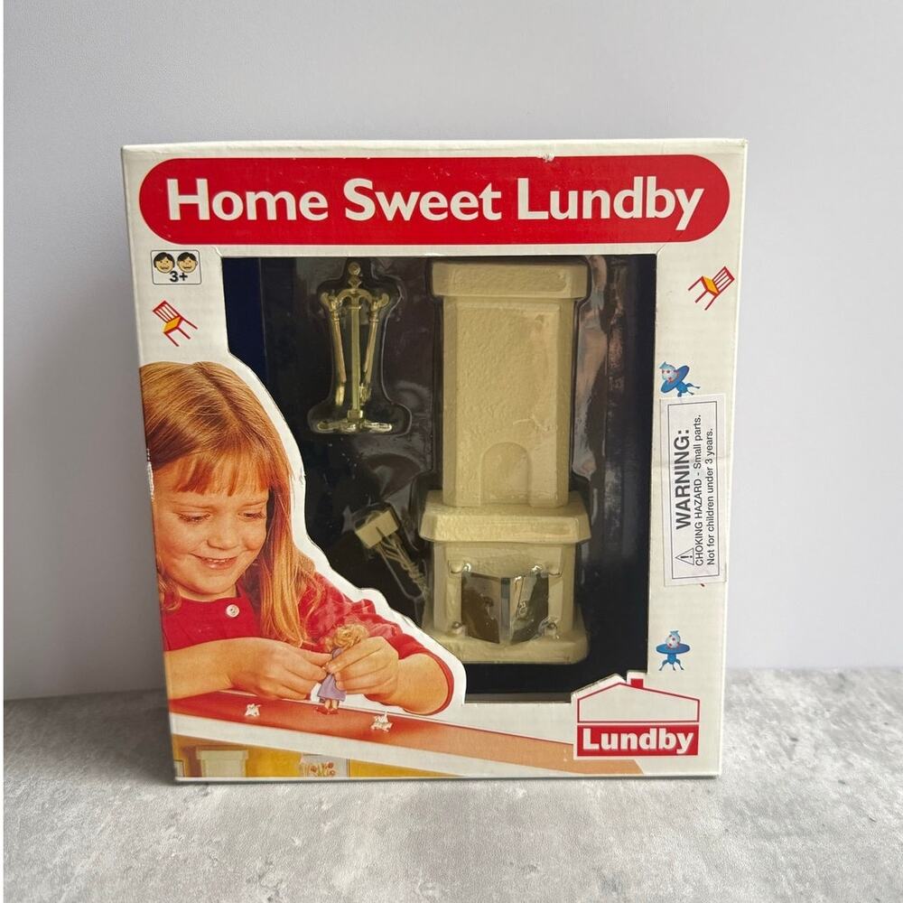 Vintage Lundby Home Sweet Lundby Dollhouse Light Up Fireplace Set 1:16 Scale NIB